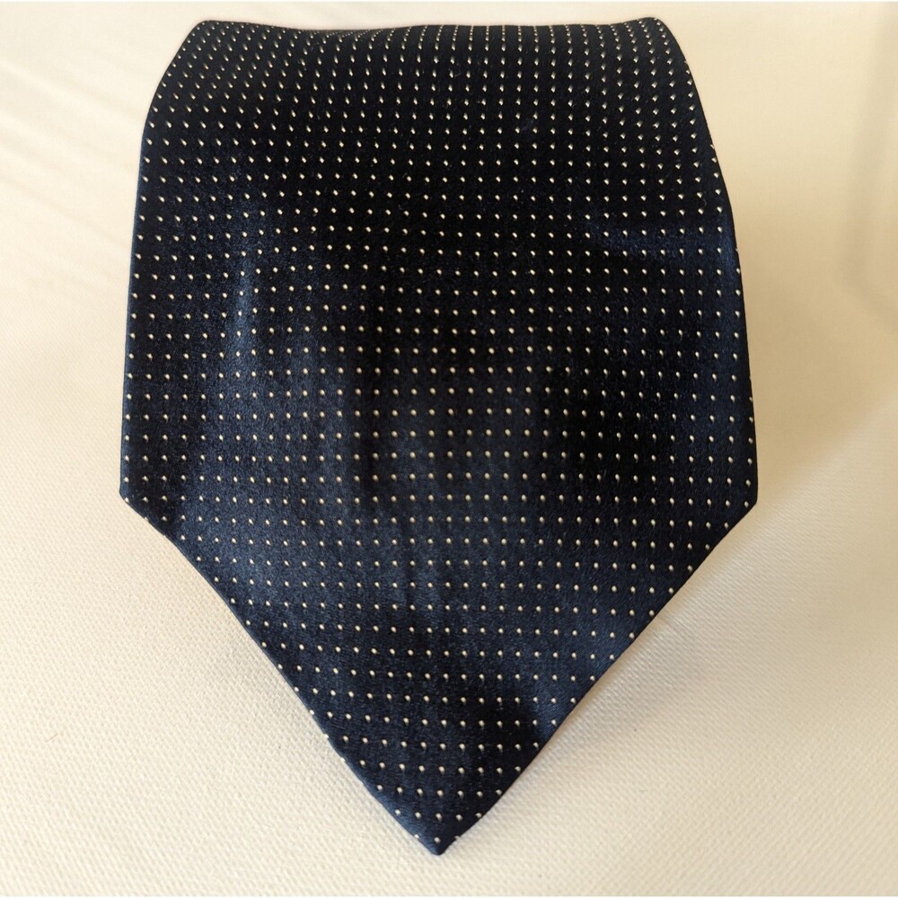 VTG Polo Ralph Lauren Necktie Handmade Silk Black Polka Dot 3.50” X 56” Short